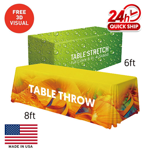 6'/8' Convertible Table Cloth (Full-Color Dye Sublimation, Full Bleed)