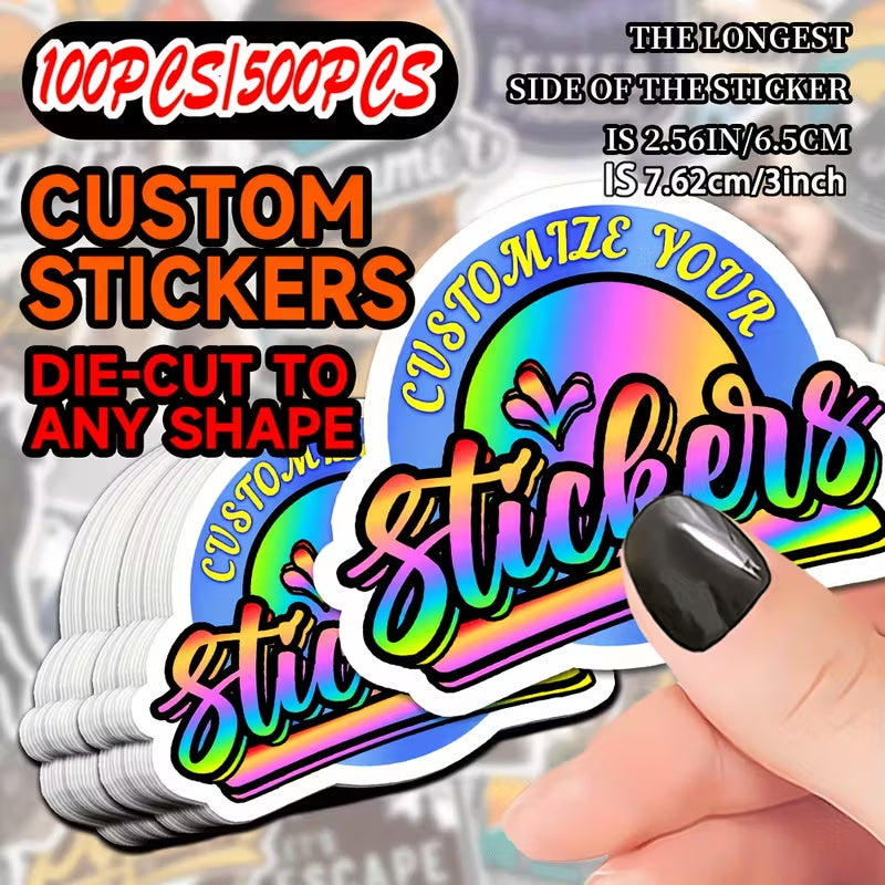 100pcs Custom Die-Cut Vinyl Stickers