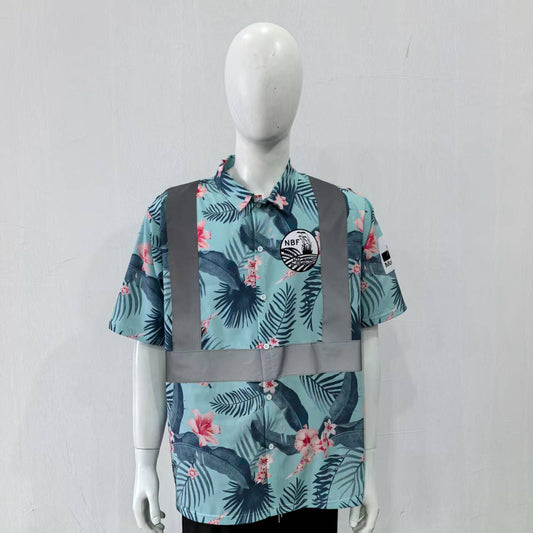Tropical Print Shirt with Safety Class Tape(Full Dye Sublimation) #500251